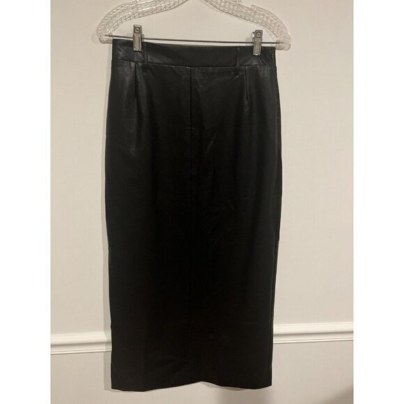 Saulee Anthropologie Faux Leather Maxi Skirt Western Feminine Office Black 10 - Picture 1 of 7